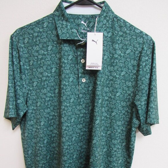 NWT Puma Mattr Peach Stand Golf Polo Shirt UPF 40 Medium - Picture 1 of 5